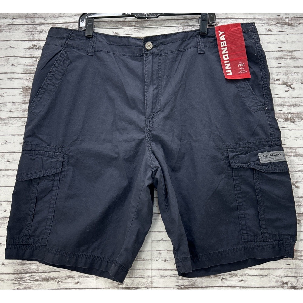Unionbay Cargo Shorts Men's Size 42 Twilight Blue Utility 10" Inseam NEW